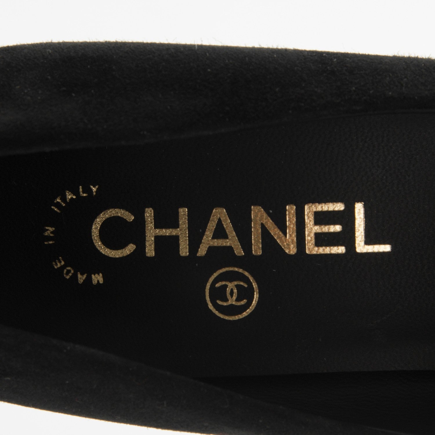 Chanel Suede Calfskin Satin Cap Toe CC Pumps 41 Black 7 of 8