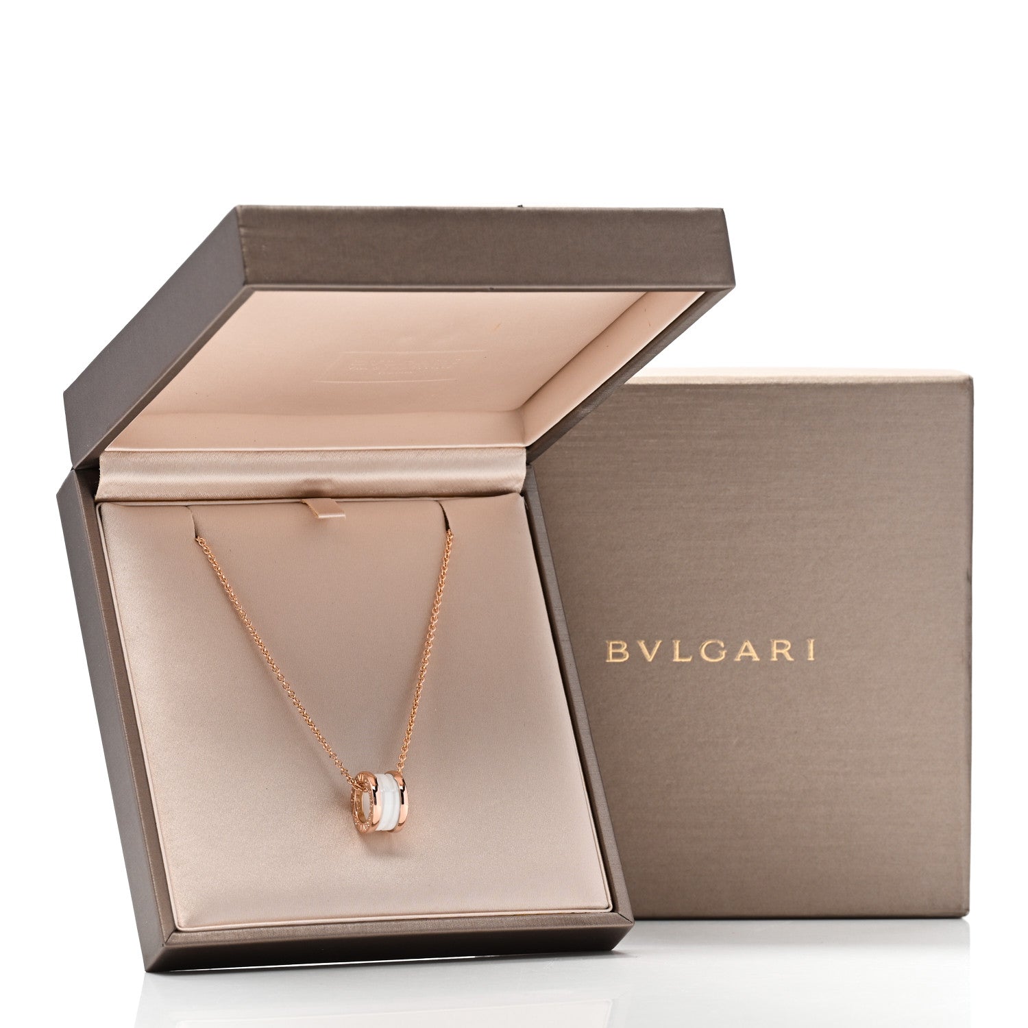 Bulgari 18K Rose Gold White Ceramic B.Zero1 Pendant Necklace 6 of 6