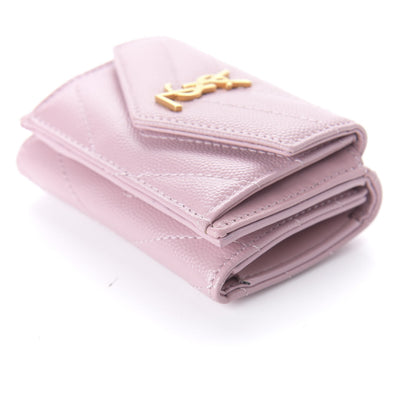 Saint Laurent Grain De Poudre Matelasse Chevron Monogram Tiny Wallet Tender Pink 7 of 10