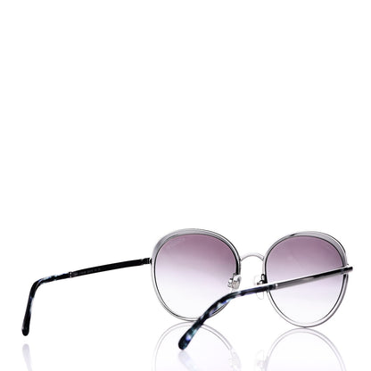Chanel Round Spring Sunglasses 4206 Black Silver 4 of 7