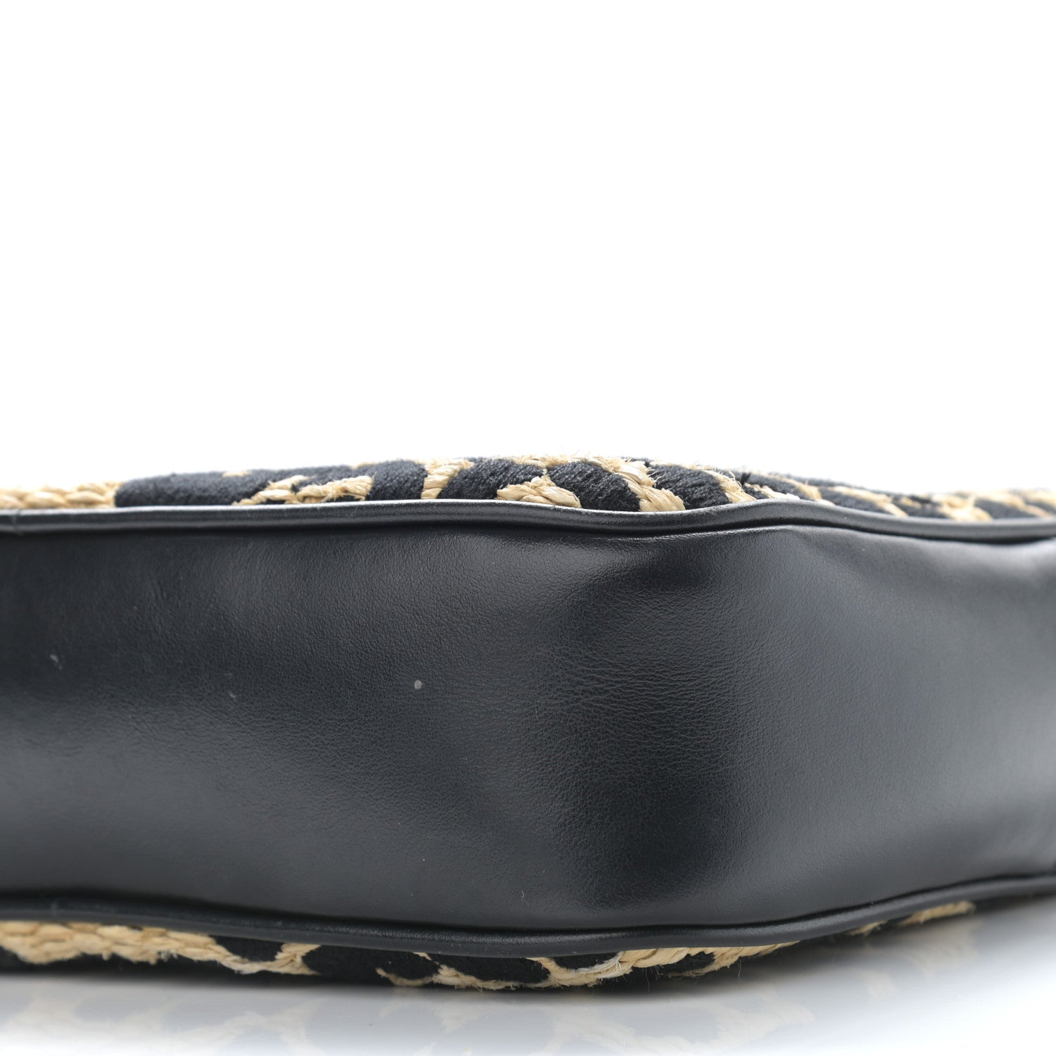 Saint Laurent Raffia Calfskin Leopard Print Monogram Lou Camera Bag Natural Beige Black 10 of 10