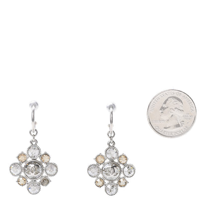 Chanel Crystal CC Dangle Earrings Silver 2 of 6