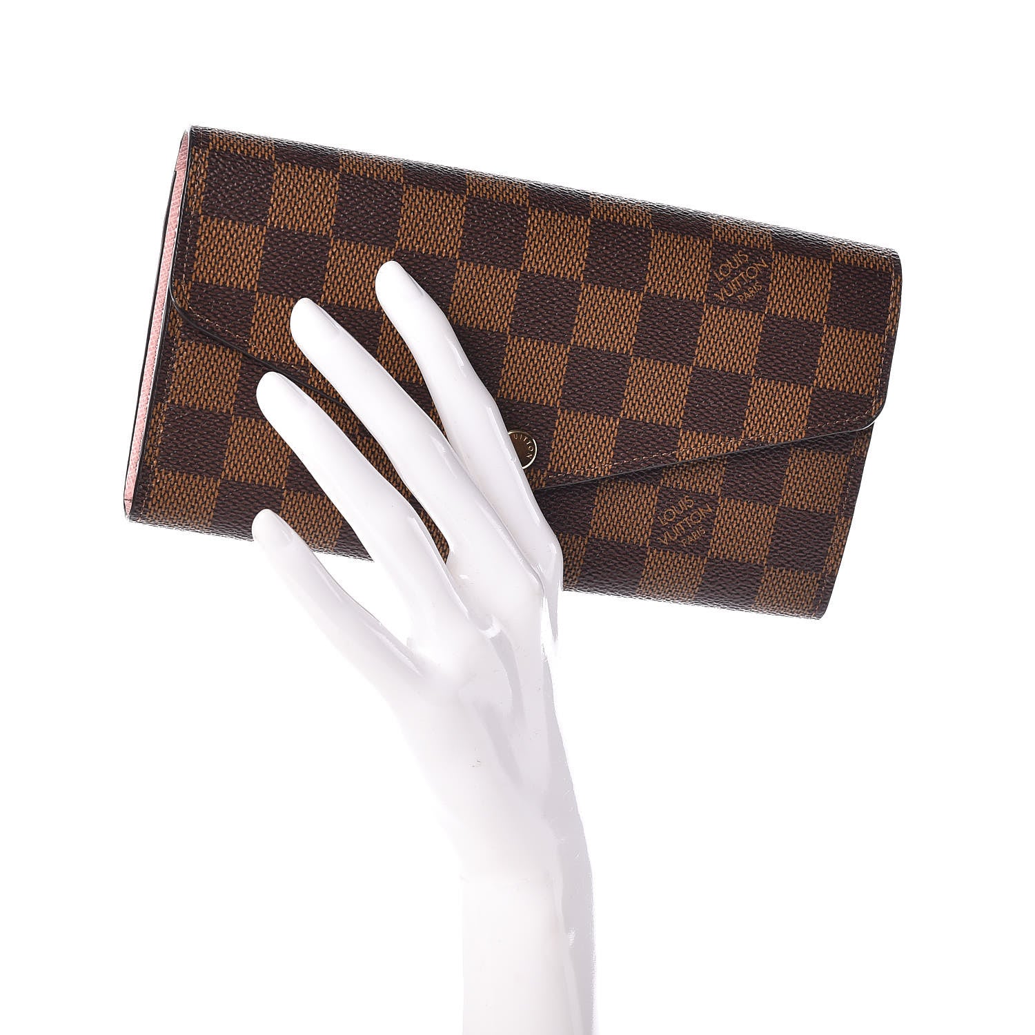 Louis Vuitton Damier Ebene Sarah Wallet NM Rose Ballerine 2 of 7
