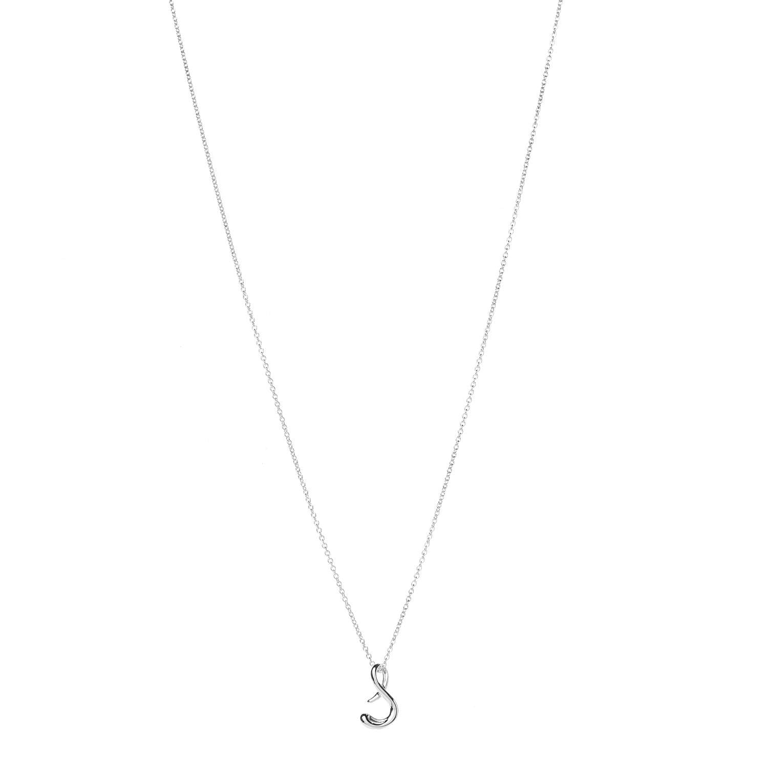 Tiffany Sterling Silver Elsa Peretti Letter S Pendant Necklace 1 of 7