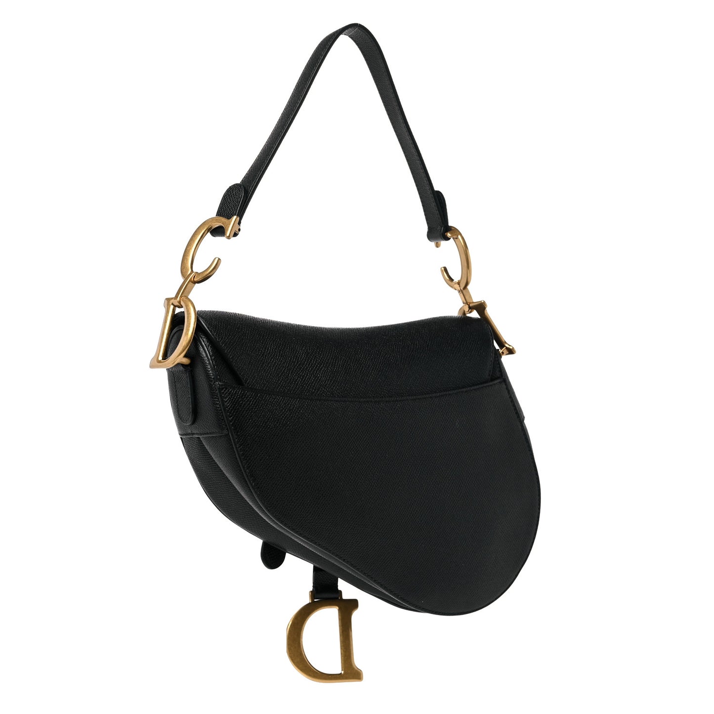 Grained Calfskin Saddle Bag Black