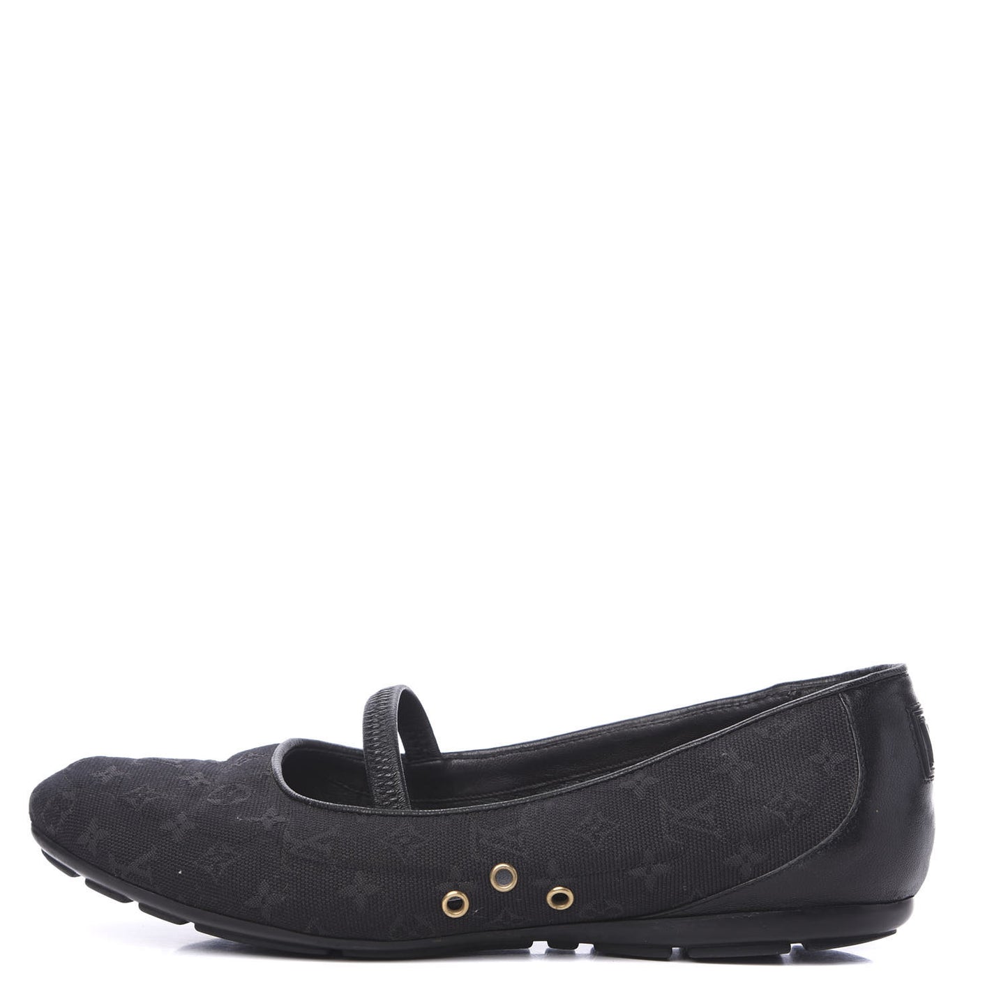 Canvas Monogram Flats 37.5 Black