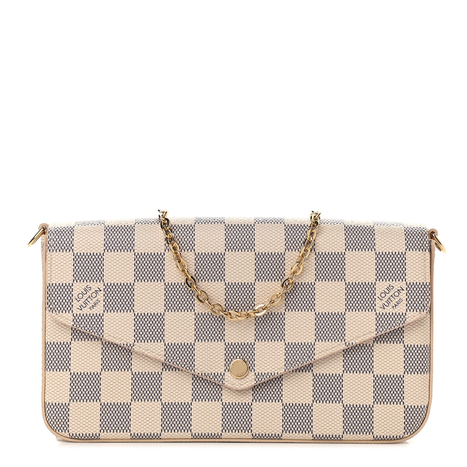 Louis Vuitton Damier Azur Pochette Felicie Chain Wallet Rose Ballerine 1 of 9