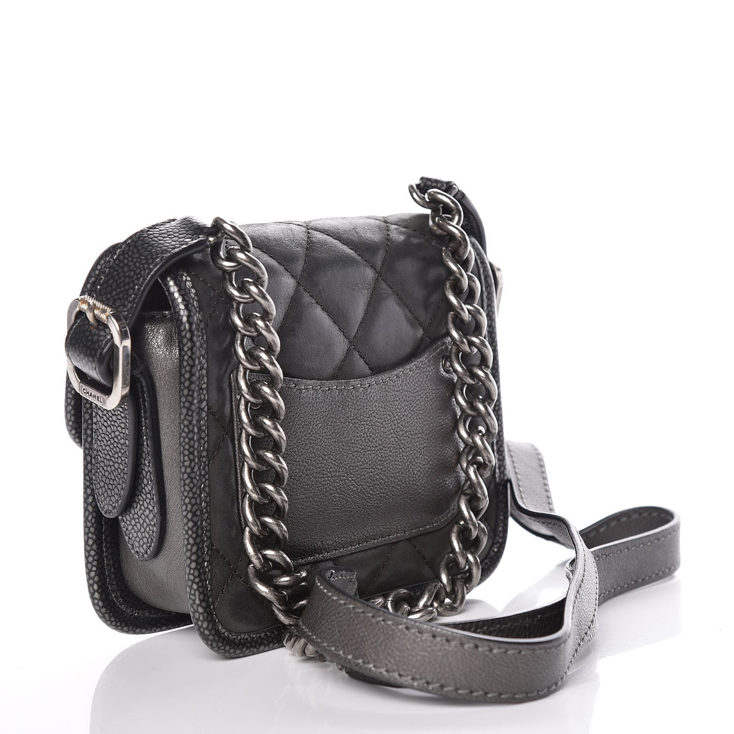 Iridescent Calfskin Mini Back To School Crossbody Flap Anthracite