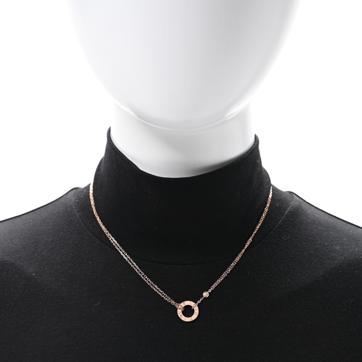 18K Pink Gold 2 Diamond LOVE Necklace