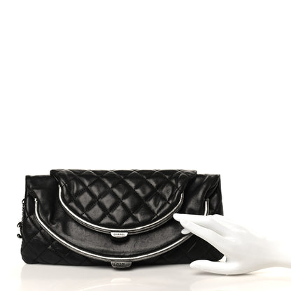 Chanel Lambskin Quilted Frame Clasp Flap Clutch Black 2 of 10