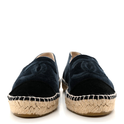 Chanel Velvet CC Espadrilles 40 Dark Navy Black 2 of 8