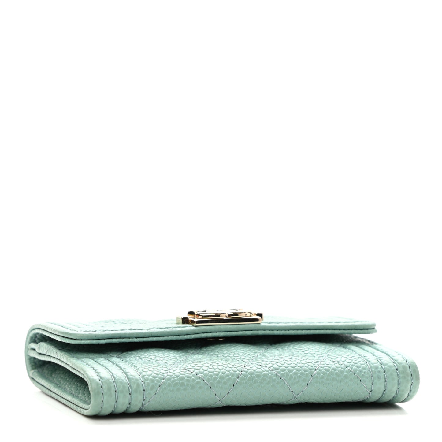 Caviar Quilted Boy Flap Card Holder Light Blue