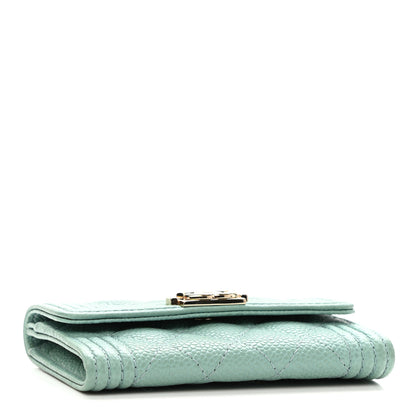 Chanel Caviar Quilted Boy Flap Card Holder Light Blue 4 of 9