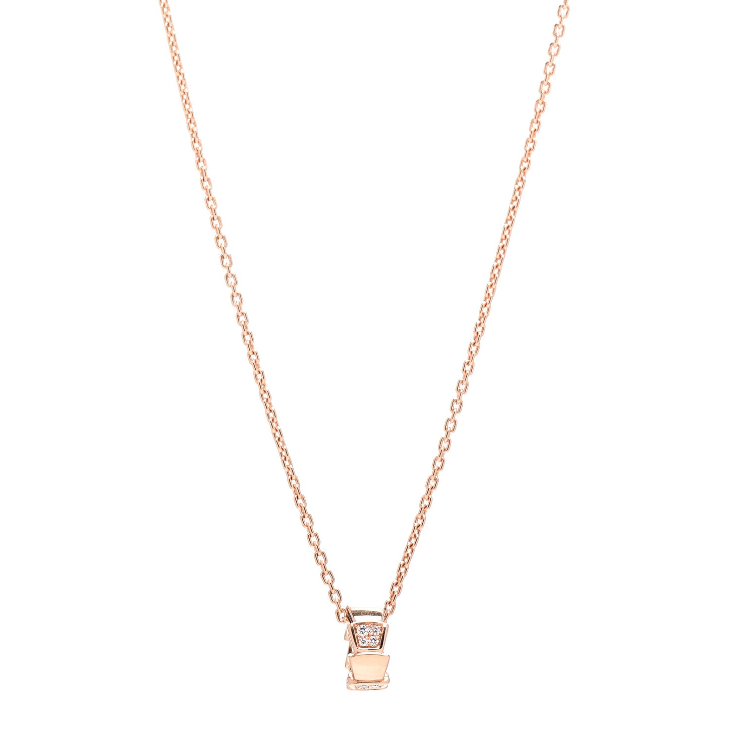 18K Rose Gold Diamond Serpenti Viper Pendant Necklace
