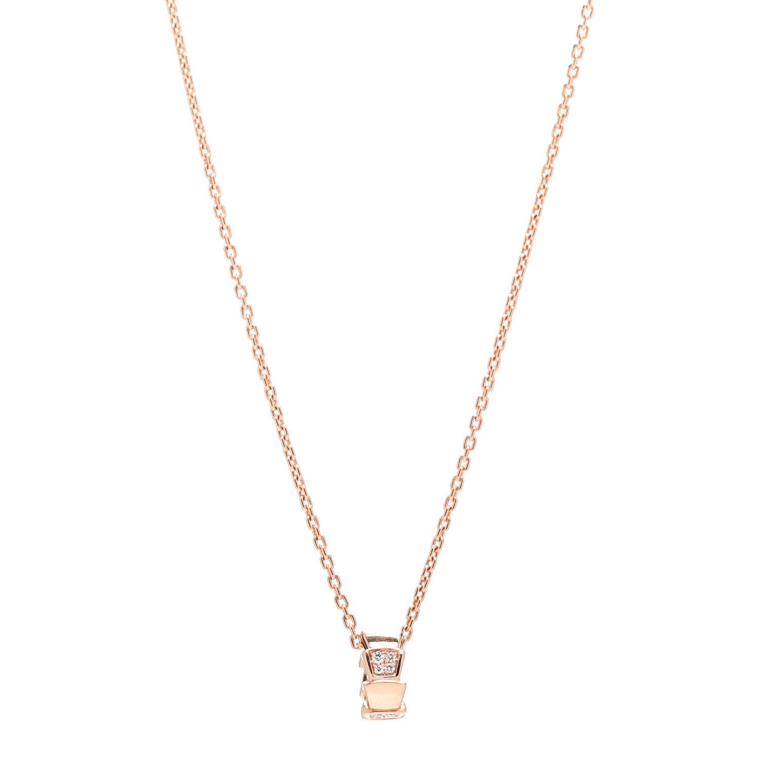 Bulgari 18K Rose Gold Diamond Serpenti Viper Pendant Necklace 1 of 5