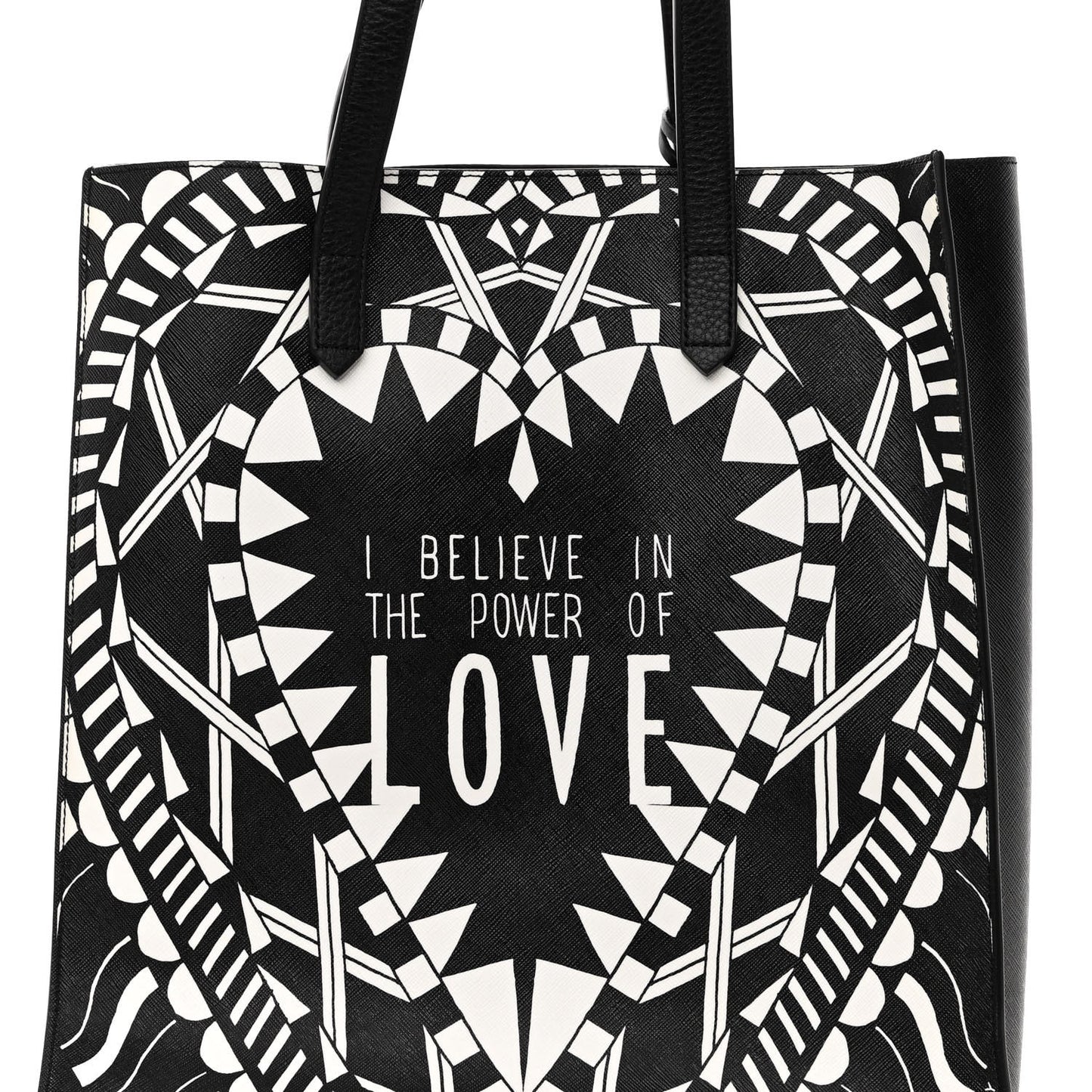 Calfskin Power of Love Print Tote Black