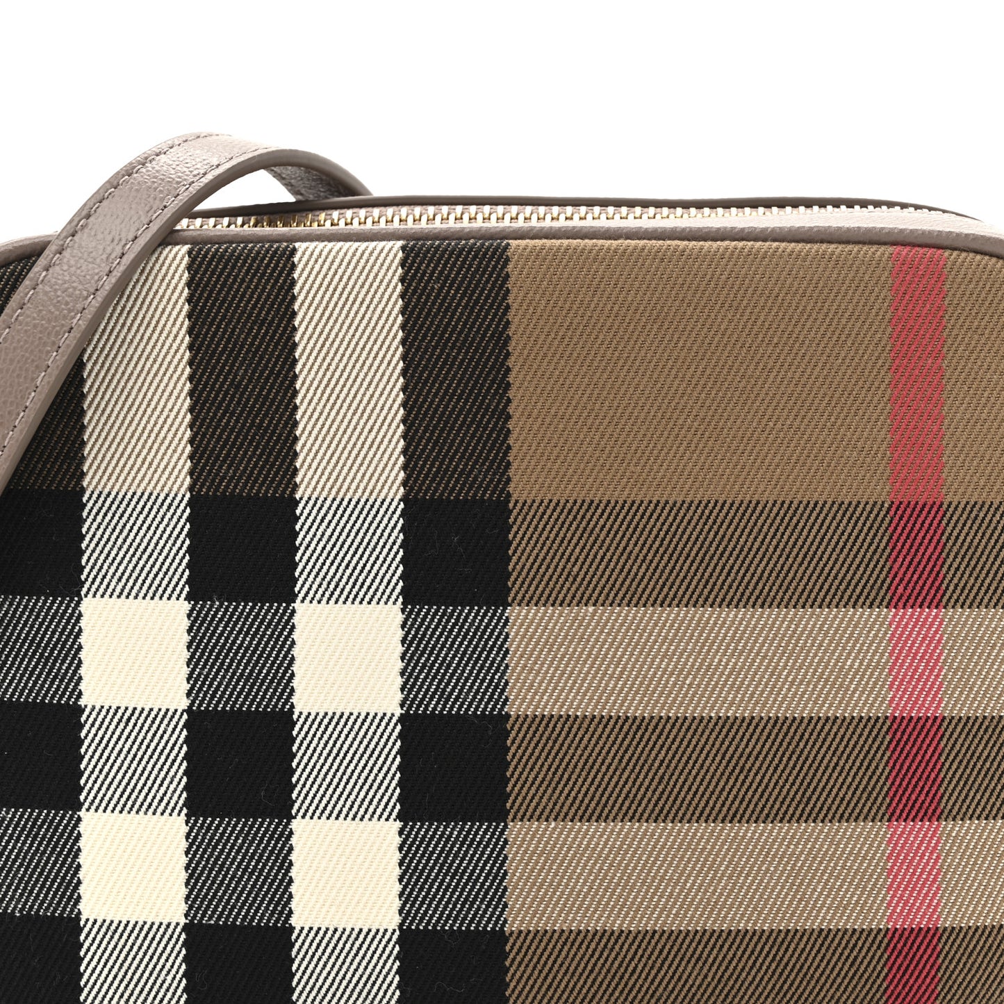 Calfskin House Check Small Camera Bag Grey Mink