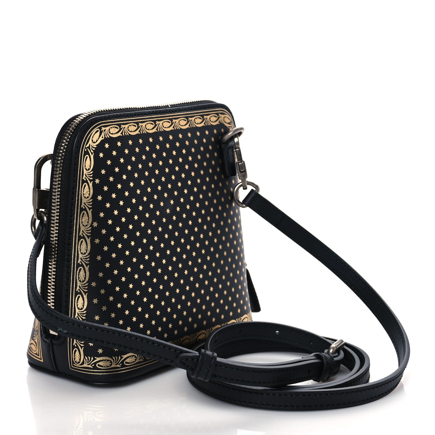 Gucci X SEGA Calfskin GUCCY Stars Mini Dome Shoulder Bag Black Gold 3 of 11