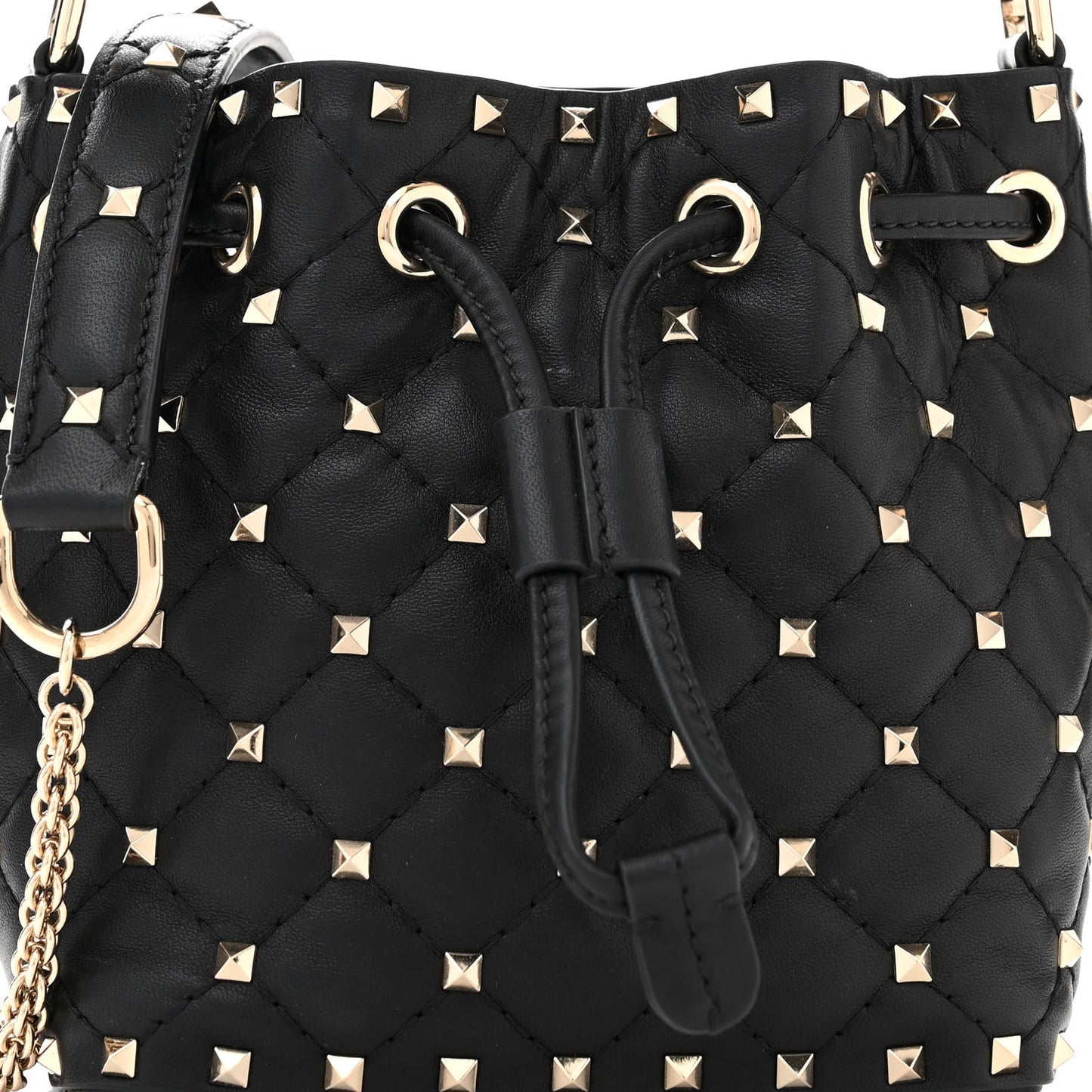 Nappa Mini Rockstud Spike Bucket Bag Black