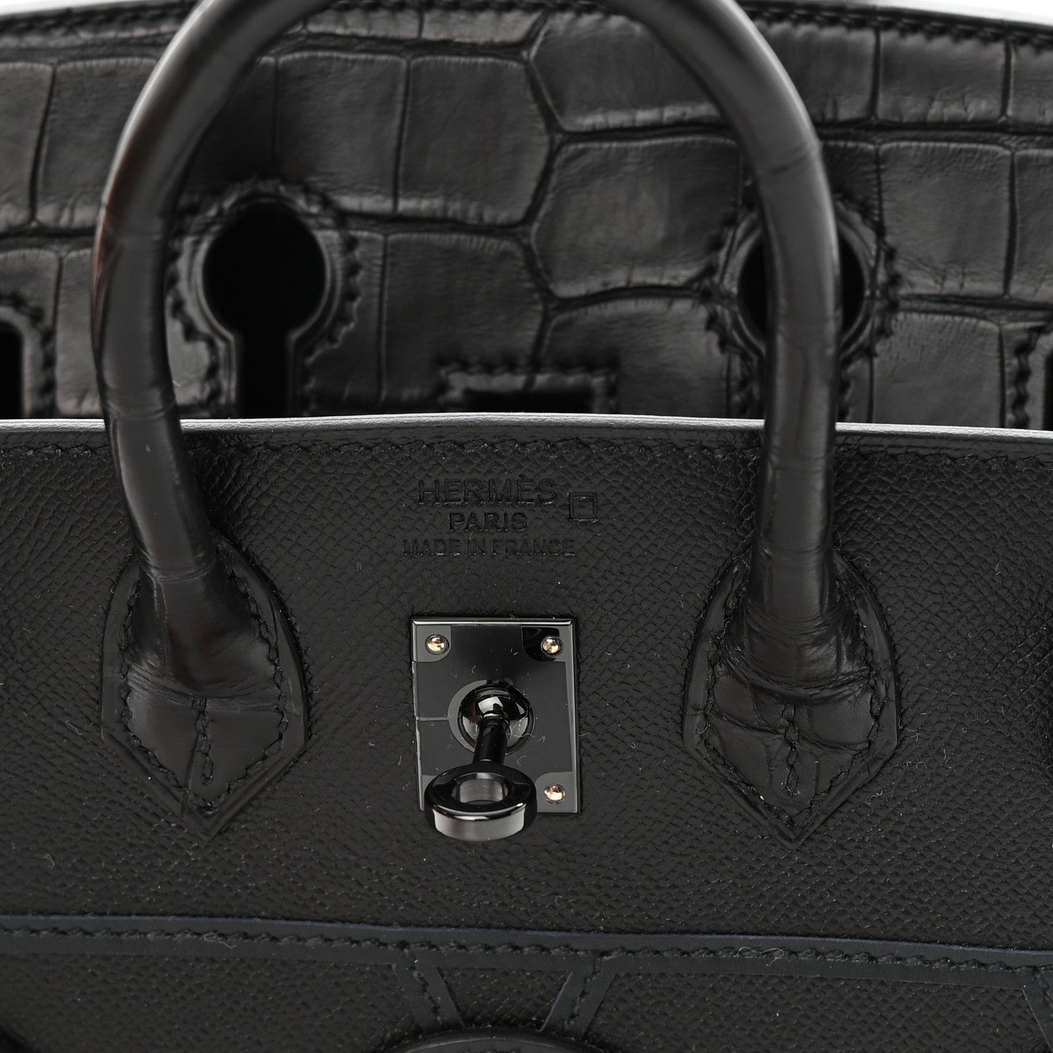 Hermes Madame Calfskin Matte Alligator Swift Faubourg Midnight Birkin Sellier 20 Black 6 of 12
