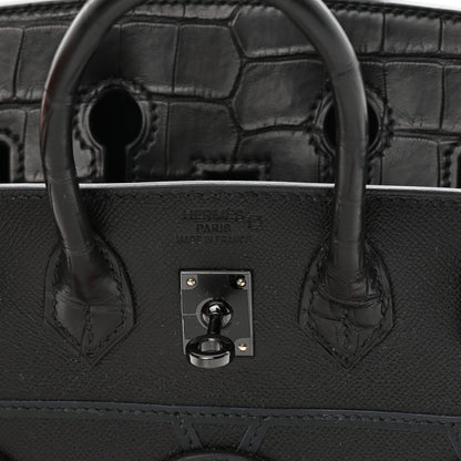 Hermes Madame Calfskin Matte Alligator Swift Faubourg Midnight Birkin Sellier 20 Black 6 of 12