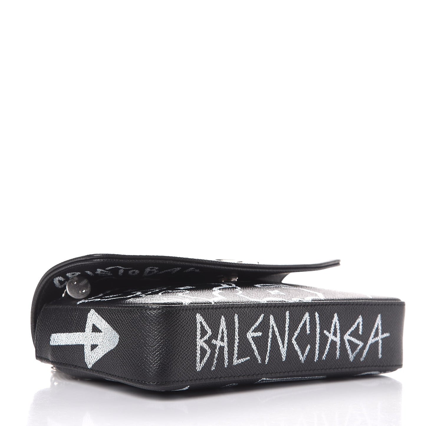 Calfskin Graffiti BB Chain Wallet Black White