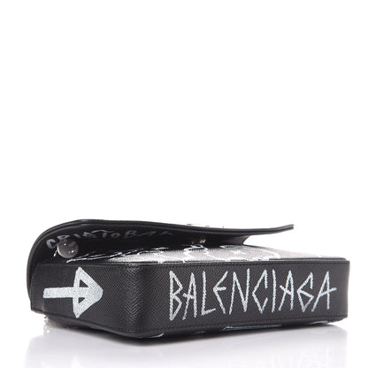 Balenciaga Calfskin Graffiti BB Chain Wallet Black White 4 of 7