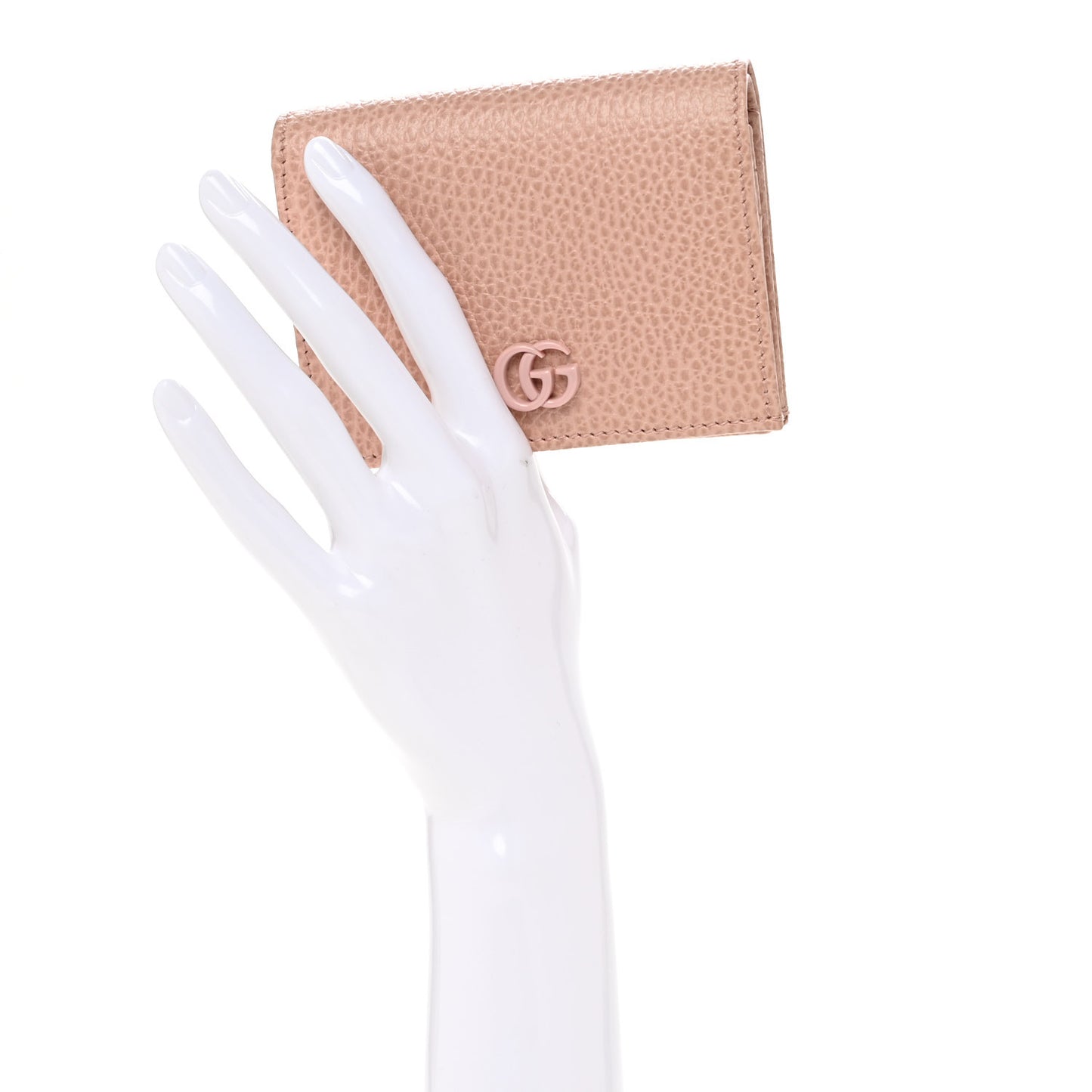 Dollar Calfskin Enamel Monochrome GG Marmont Card Case Perfect Pink