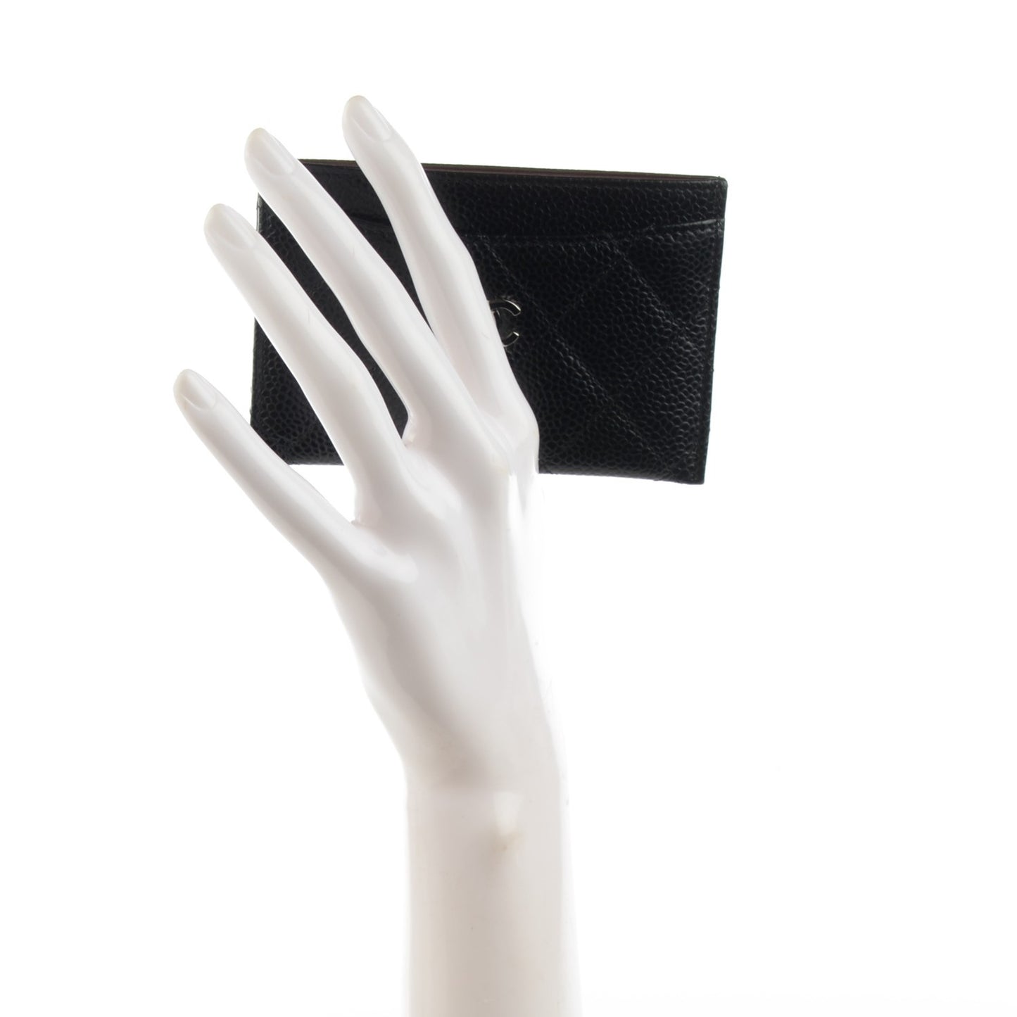 Caviar Quilted Card Holder Black