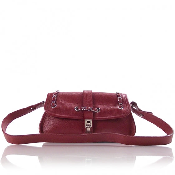 Leather Chain Mademoiselle Flap Scarlet