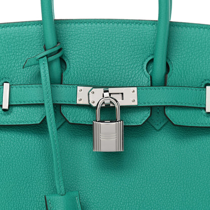 Hermes Taurillon Novillo Verso Birkin 25 Vert Verone Rose Lipstick 8 of 11