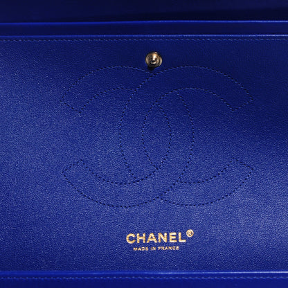Chanel Lambskin Quilted Jumbo Double Flap Dark Blue 7 of 9