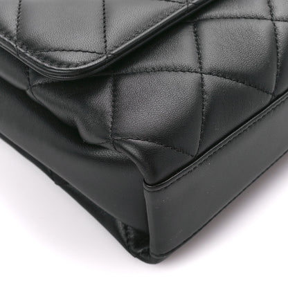Chanel Lambskin Quilted CC Crystal Logo Chain Flap Black 10 of 12