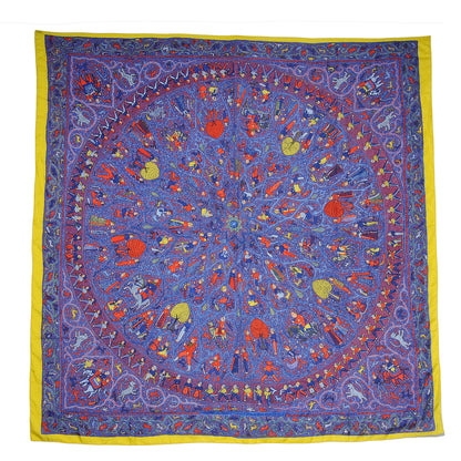 Hermes Silk Lalbhai Scarf 140 Bleu Electrique 2 of 3