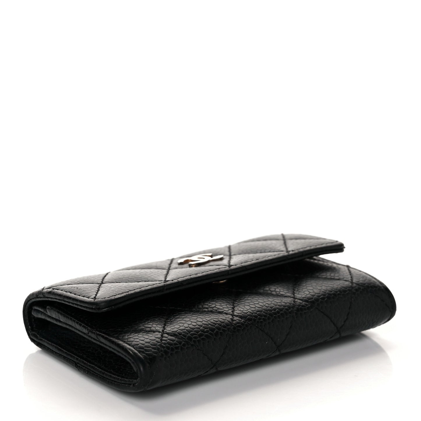 Caviar Quilted Flap Card Holder Black