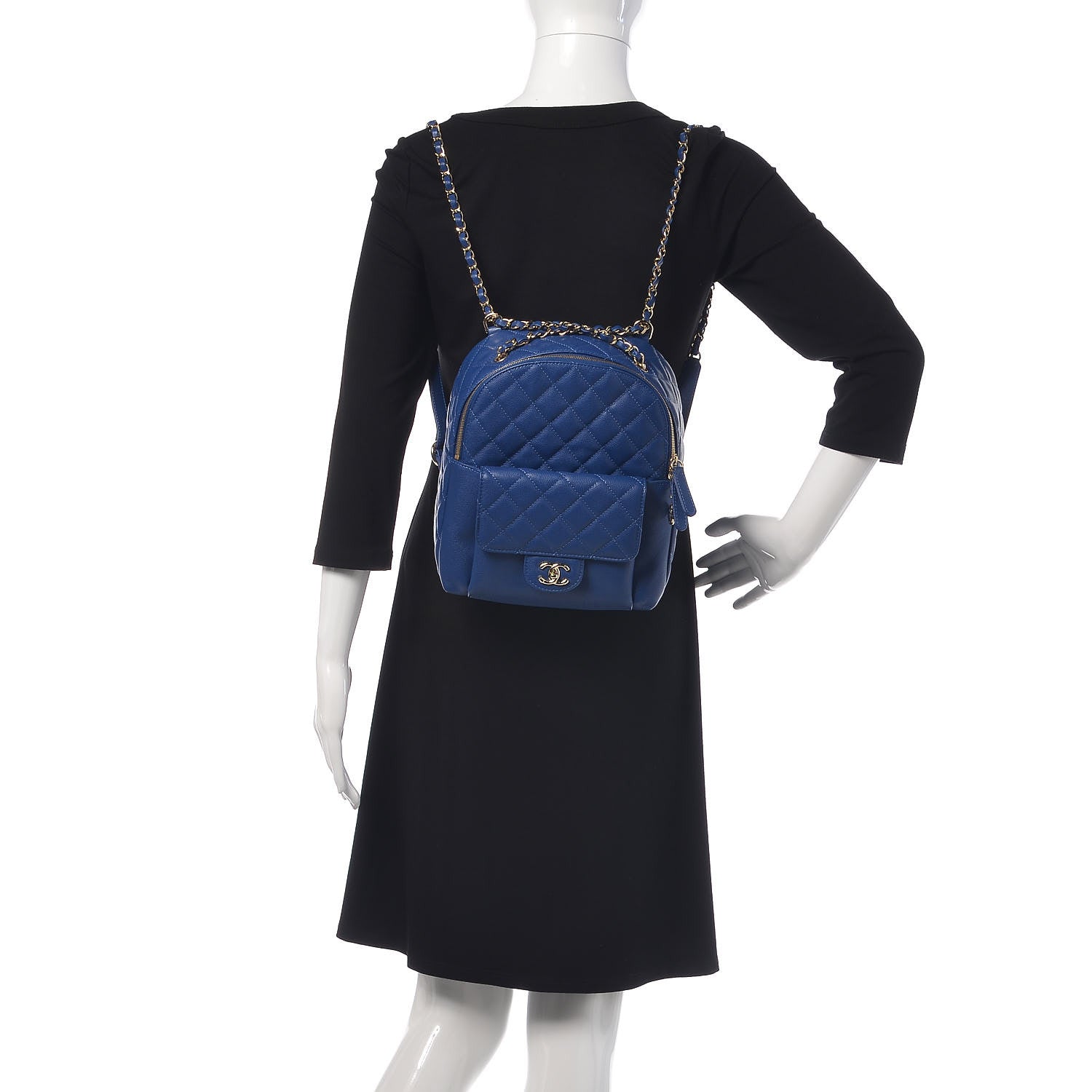 Chanel Caviar Quilted Large CC Day Backpack Blue 2 of 10