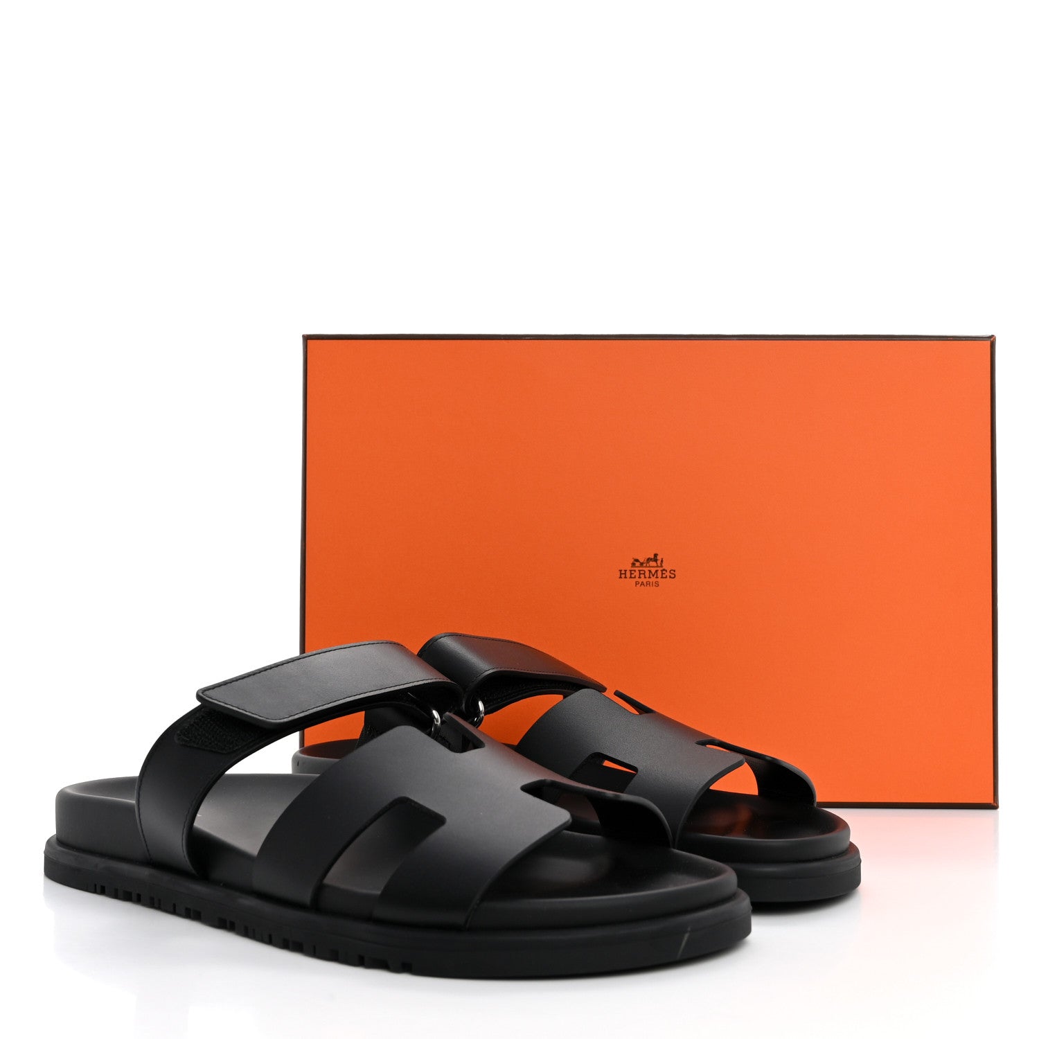 Hermes Calfskin Womens Chypre Sandals 39.5 Black 10 of 10