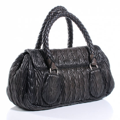 Prada Nappa Chevron Satchel Dark Brown 3 of 9