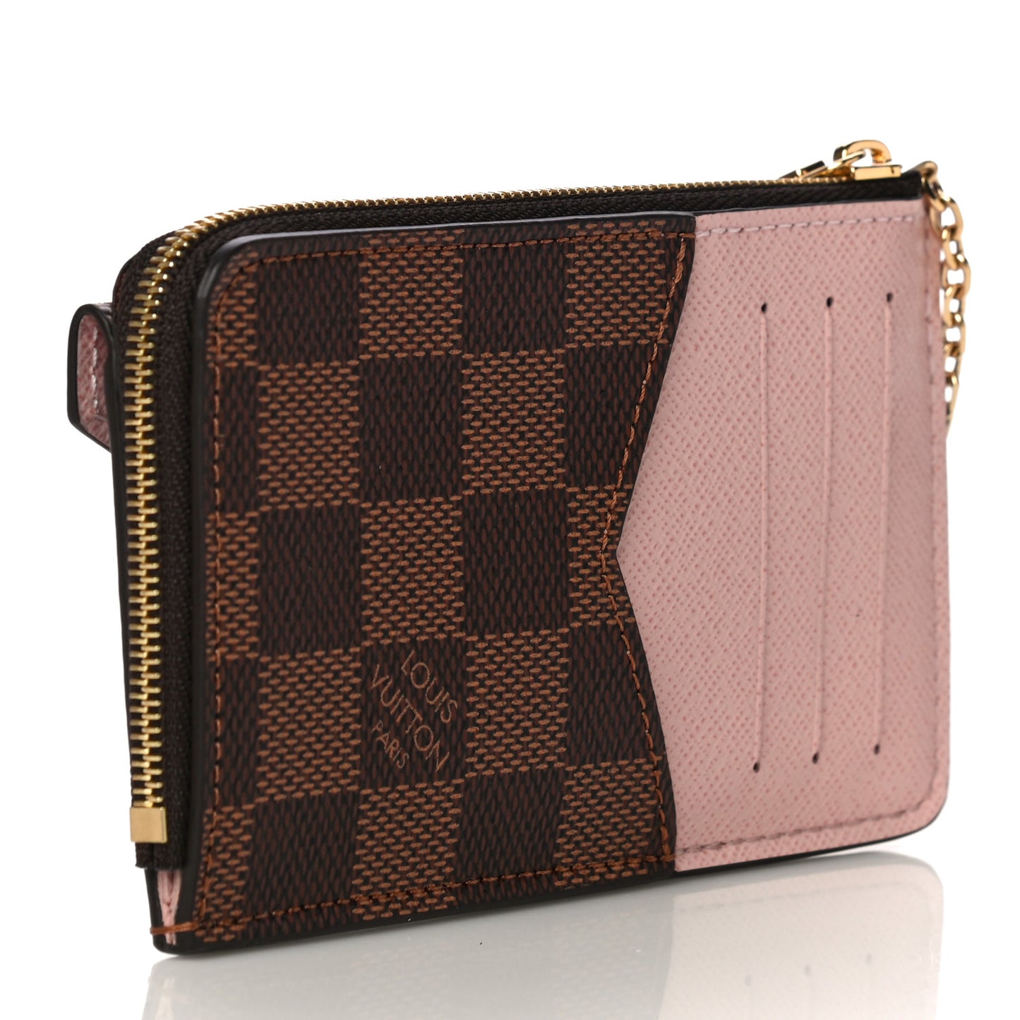 Damier Ebene Recto Verso Card Holder Rose Ballerine