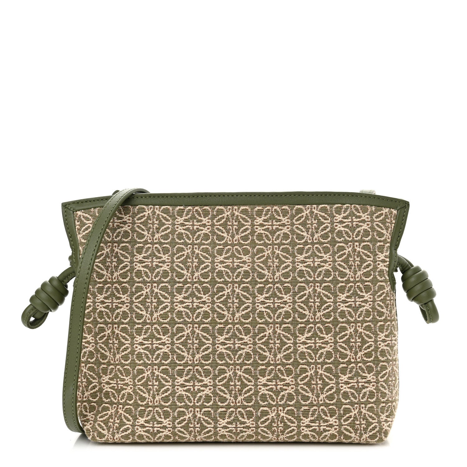 Loewe Jacquard Anagram Calfskin Mini Flamenco Knot Clutch Avocado Green 1 of 10