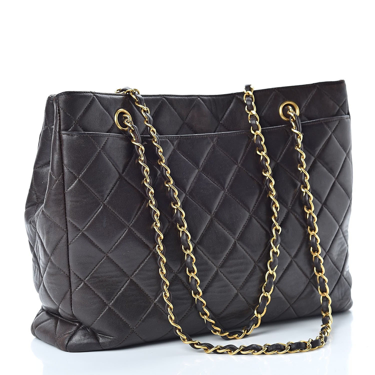 Chanel Lambskin Quilted Tote Brown 3 of 16