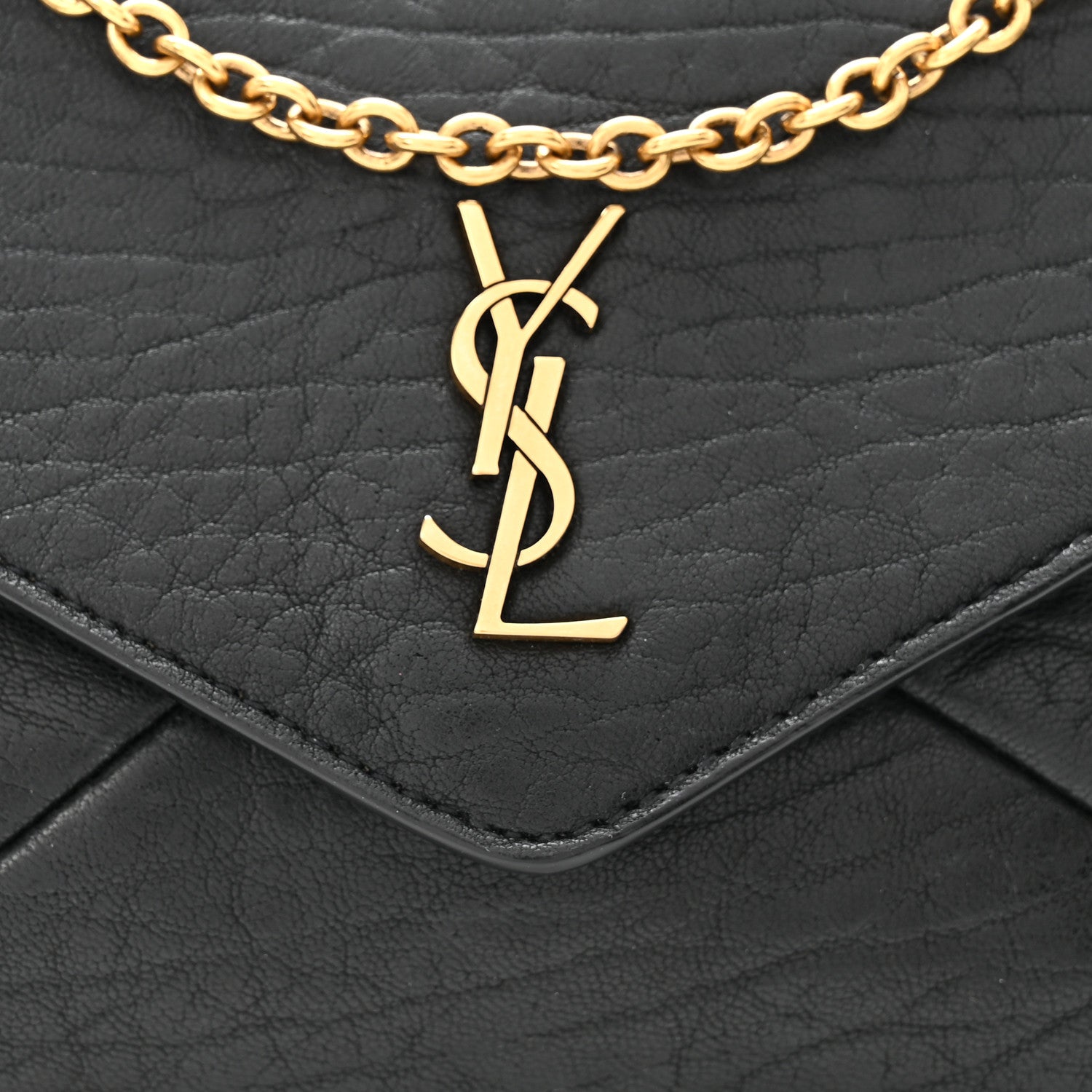 Saint Laurent Supple Lambskin Small Cassandre Chain Pouch Black 8 of 10