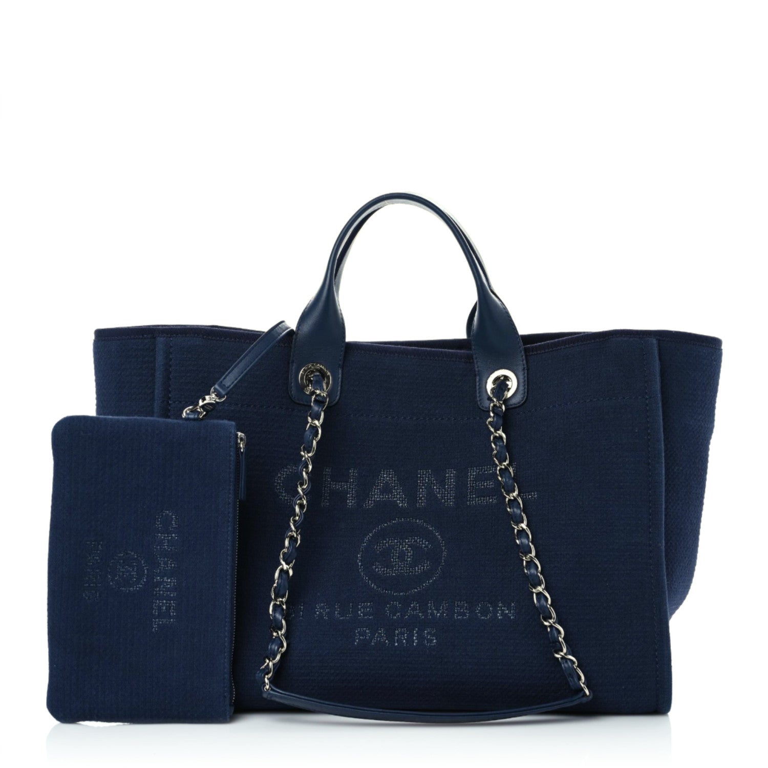 Chanel Mixed Fibers Calfskin Medium Deauville Tote Dark Blue 1 of 13