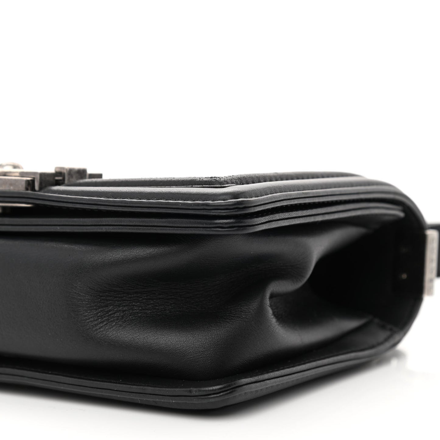 Lambskin Pleated Small Boy Flap Black