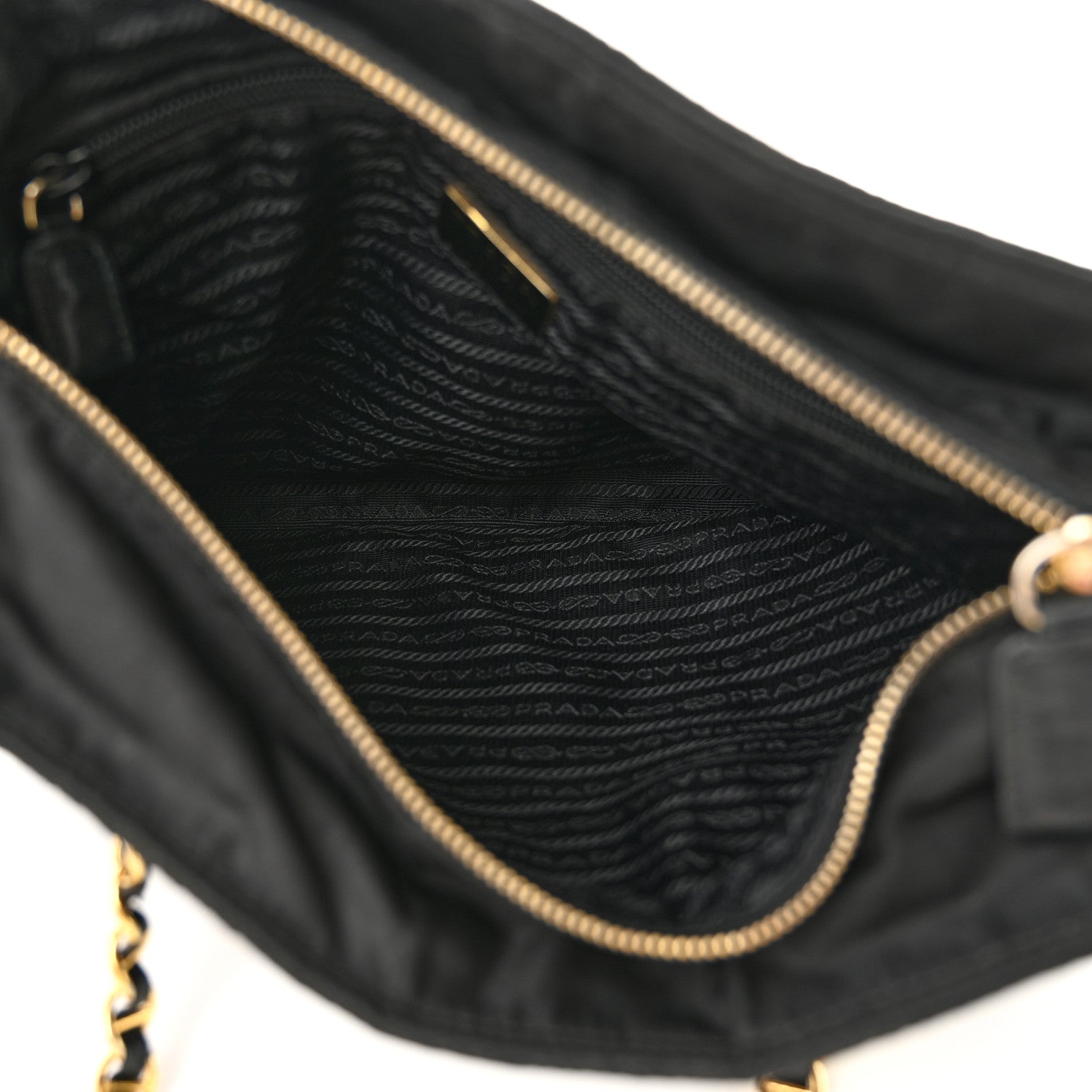 Prada Tessuto Nylon Chain Shoulder Bag Black 5 of 13