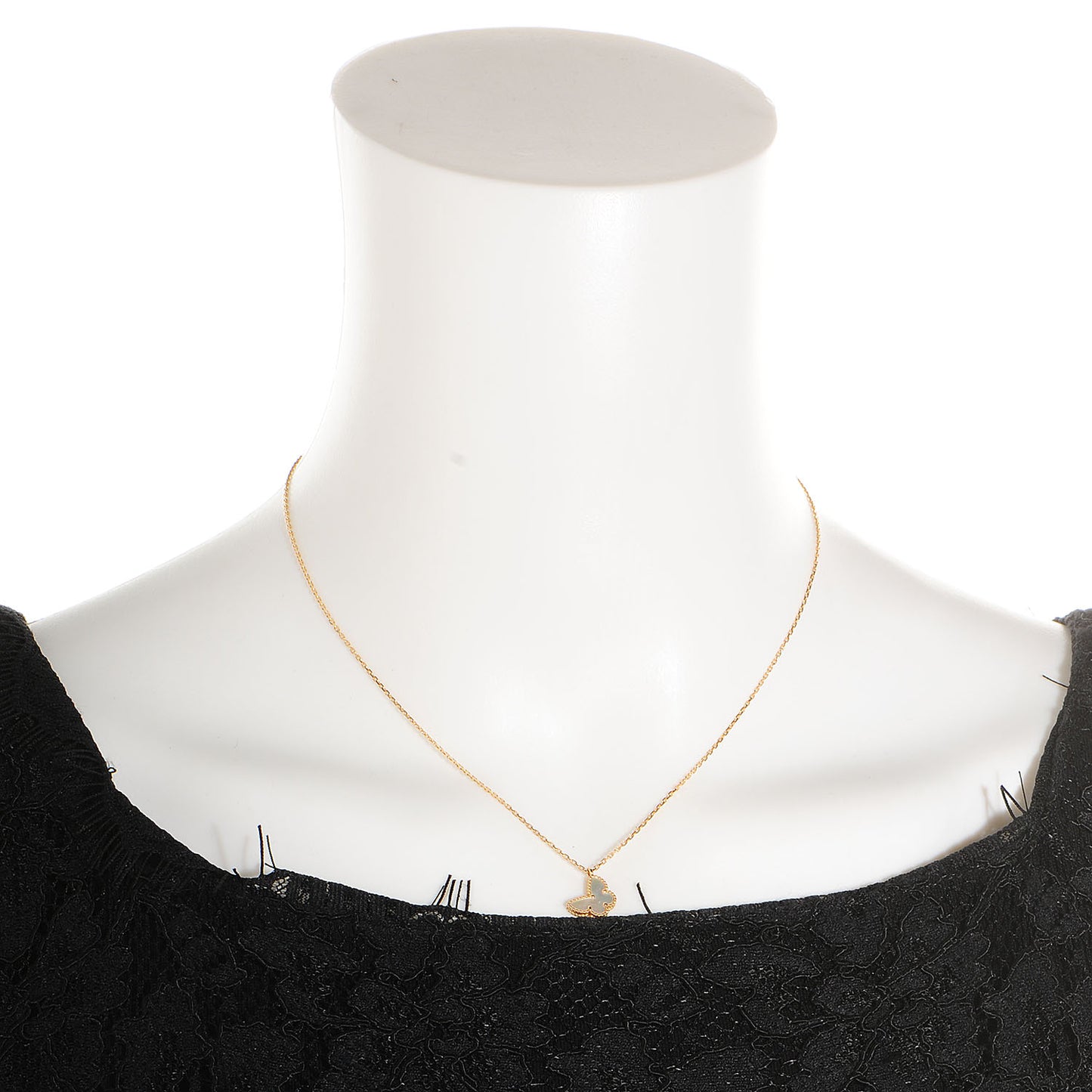 18K Yellow Gold Mother of Pearl Sweet Alhambra Butterfly Pendant Necklace
