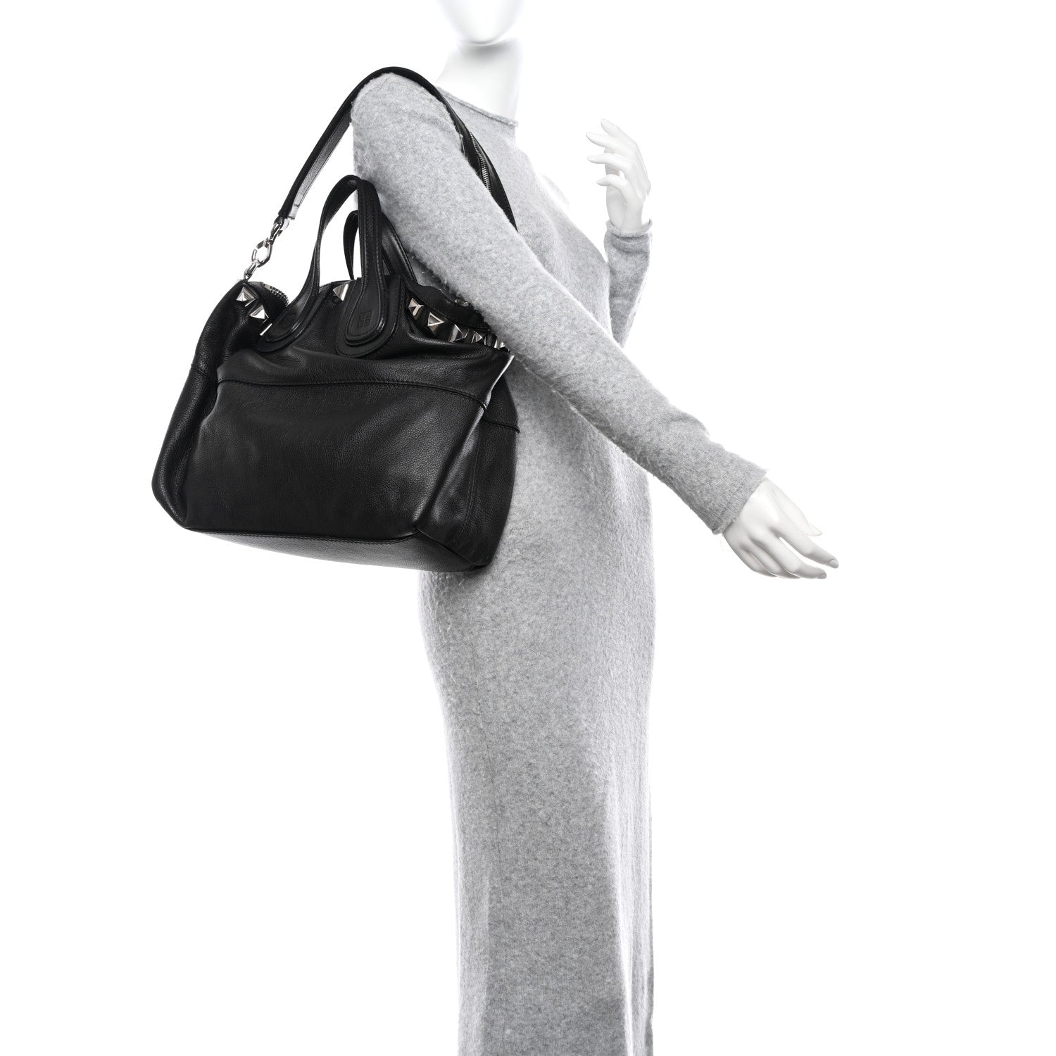 Givenchy Waxy Grained Calfskin Studded Medium Nightingale Black 2 of 11