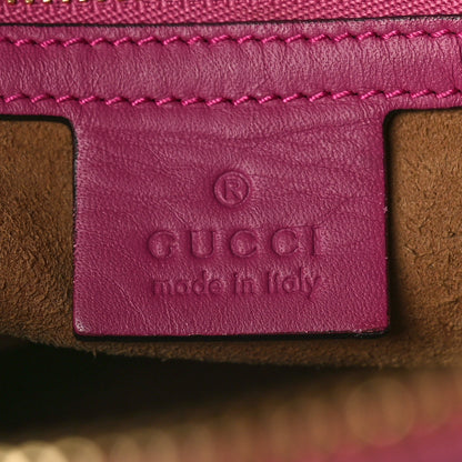 Gucci GG Supreme Monogram Moon Calfskin Small Zip Top Tote Beige Ebony Hibiscus Red New Rosette 6 of 15