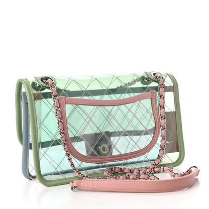 Chanel Lambskin PVC Quilted Medium Coco Splash Flap Blue Green 3 of 10