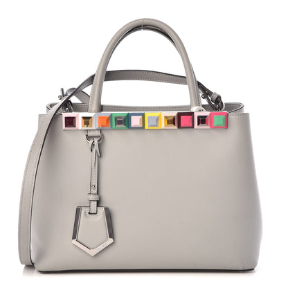 Fendi Vitello Baltico Dolce Studded Petite 2Jours Tote Ghiaccio Multicolor 1 of 8